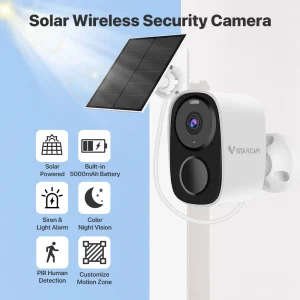 2K Solar Security Cameras Wireless Outdoor Battery Powered Security Camera  Motion Alarm Cloud Storage Two Way Audio