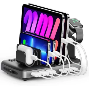 USB C Charging Station for Multiple Devices Apple, 6 Port Charging Dock