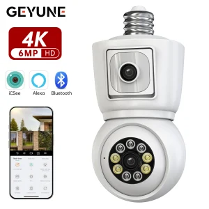8MP  WiFi Camera 4K Dual Lens Dual Screen Cam Auto Tracking Two Way Audio Night Vision