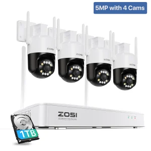 4K Wi-Fi 6 CCTV Security Camera System 8MP/5MP Pan Tilt Plug-in WiFi IP Cams 2-Way Audio 8CH Home Surveillance