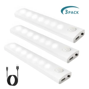 3PACK motion sensor LED cabinet lighting, USB charging magnetic installation