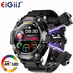 Smart Watch AMOLED Display With In-Ear Bluetooth Headset