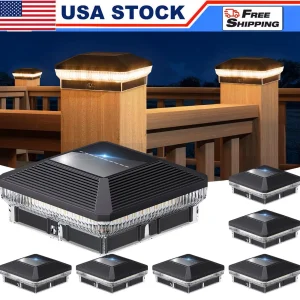 6 Pack 4x4 Solar Post Lights 30 Lumens  Solar Lights  with 3 Modes