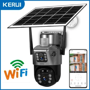 WIFI Solar Panel Camera Outdoor Dual Lens  Camera 4MP 2K  Built-in Battery