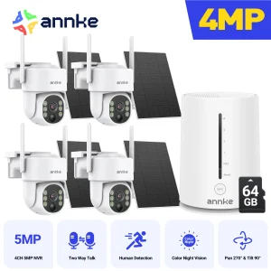 solar security cameras 4CH Wireless  color night vision  dual-band WiFi IP Camera