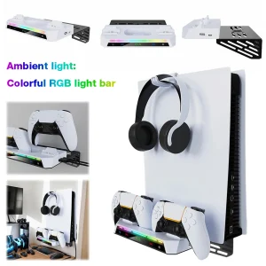 Shelf  Mount Charging Station Wall Bracket W/ Headset Holder for PS5 and PS5 Slim Consoles