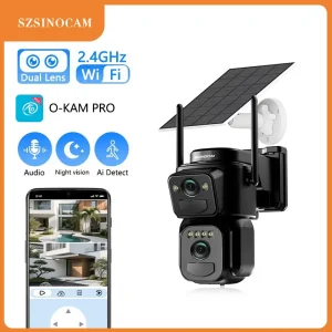 Dual Lens Solar WiFi Camera Outdoor Security 24h Record Built in Battery