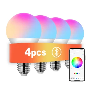 4pcs, Smart RGBCW LED Bulb, Dimmable Color Changing