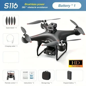 S116 Brushless Camera Drone with Optical Flow & 2 Batteries