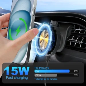 15W Magnetic Wireless Car Charger – iPhone 17/16/15/14/13 & Android Compatible