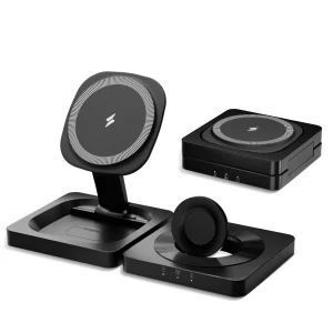 3-in-1 Magnetic Foldable Wireless Charger, 15W Fast Charging for Apple Watch I Phone 14/13/12/11/X AirPods