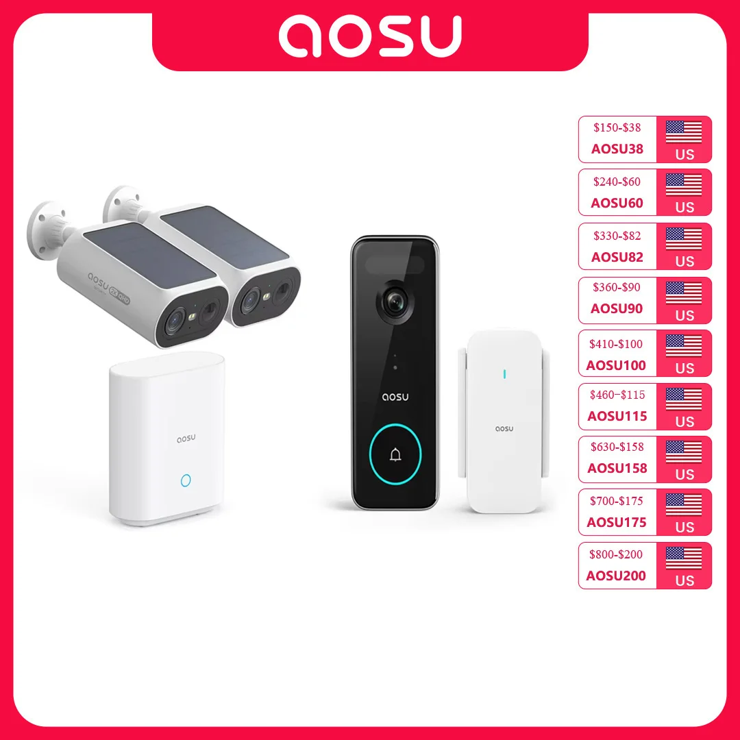 AOSU Solar Security Camera & Video Doorbell System - Image 1