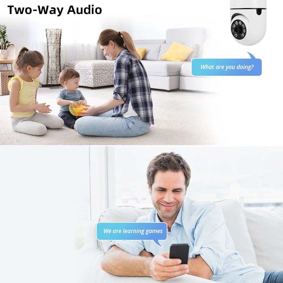 2MP WiFi Bulb Security Camera with AI Tracking & Night Vision Two Way Audio Baby Monitor Indoor. - Image 4
