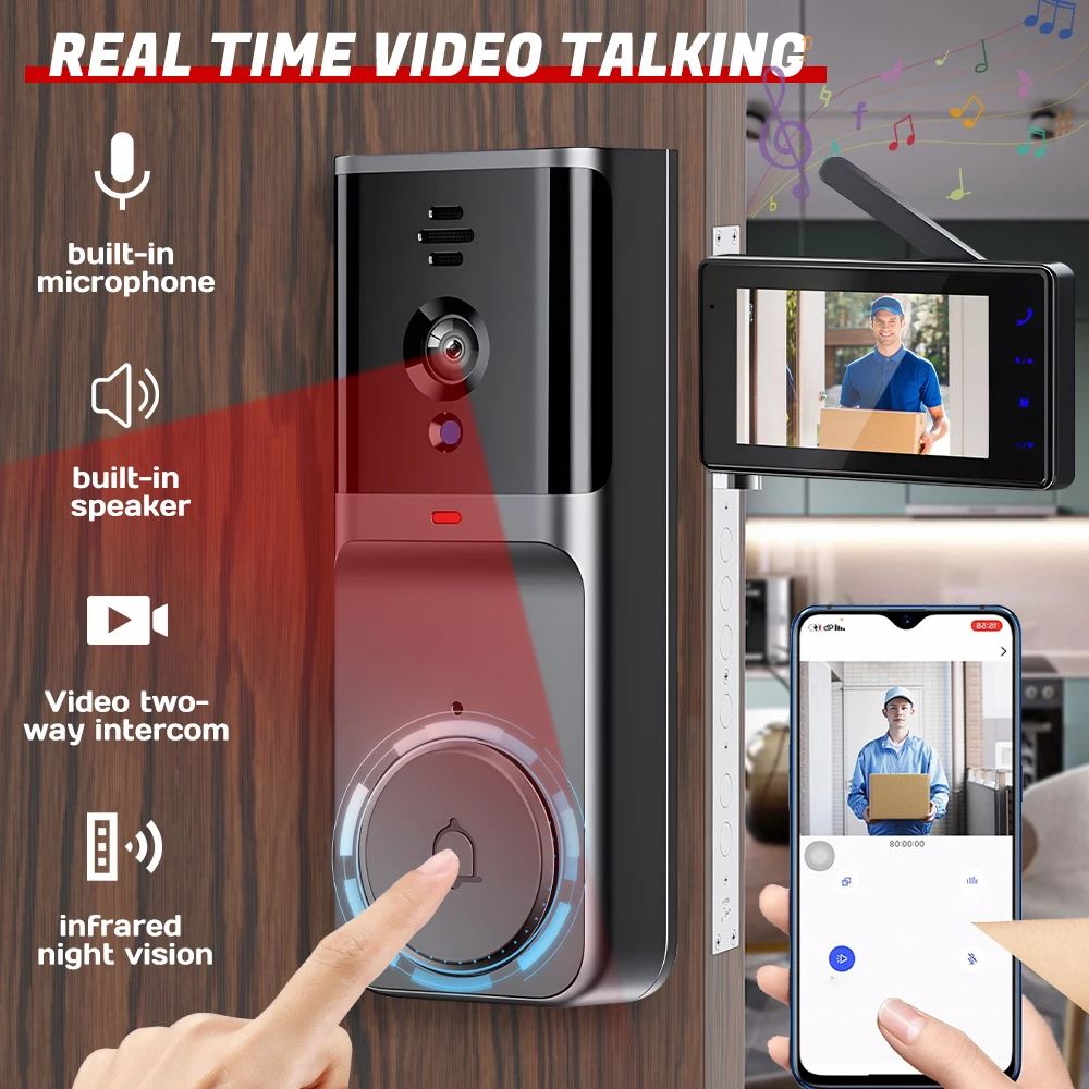 4.3″ Wireless Video Doorbell with 2-Way Talk & Night Vision — No Wi-Fi Needed - Image 2