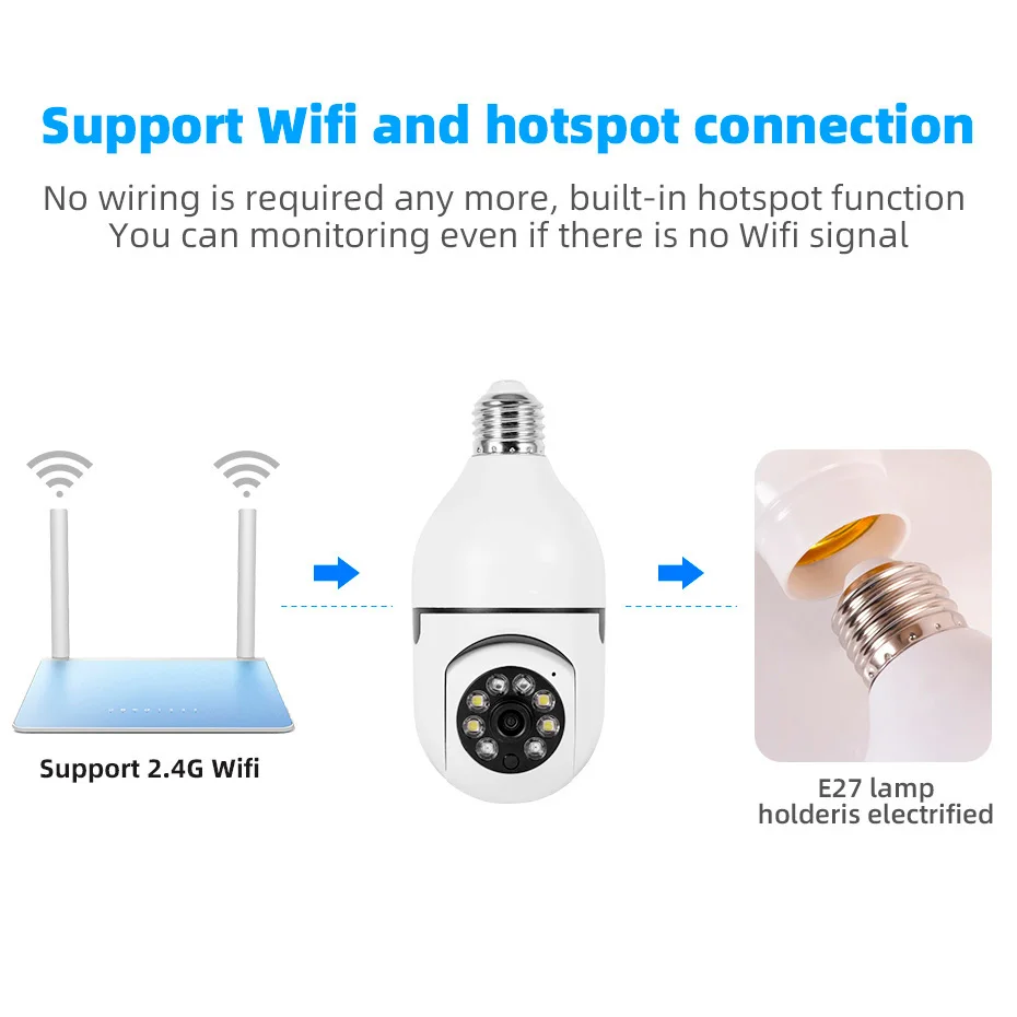 2MP WiFi Bulb Security Camera with AI Tracking & Night Vision Two Way Audio Baby Monitor Indoor. - Image 7
