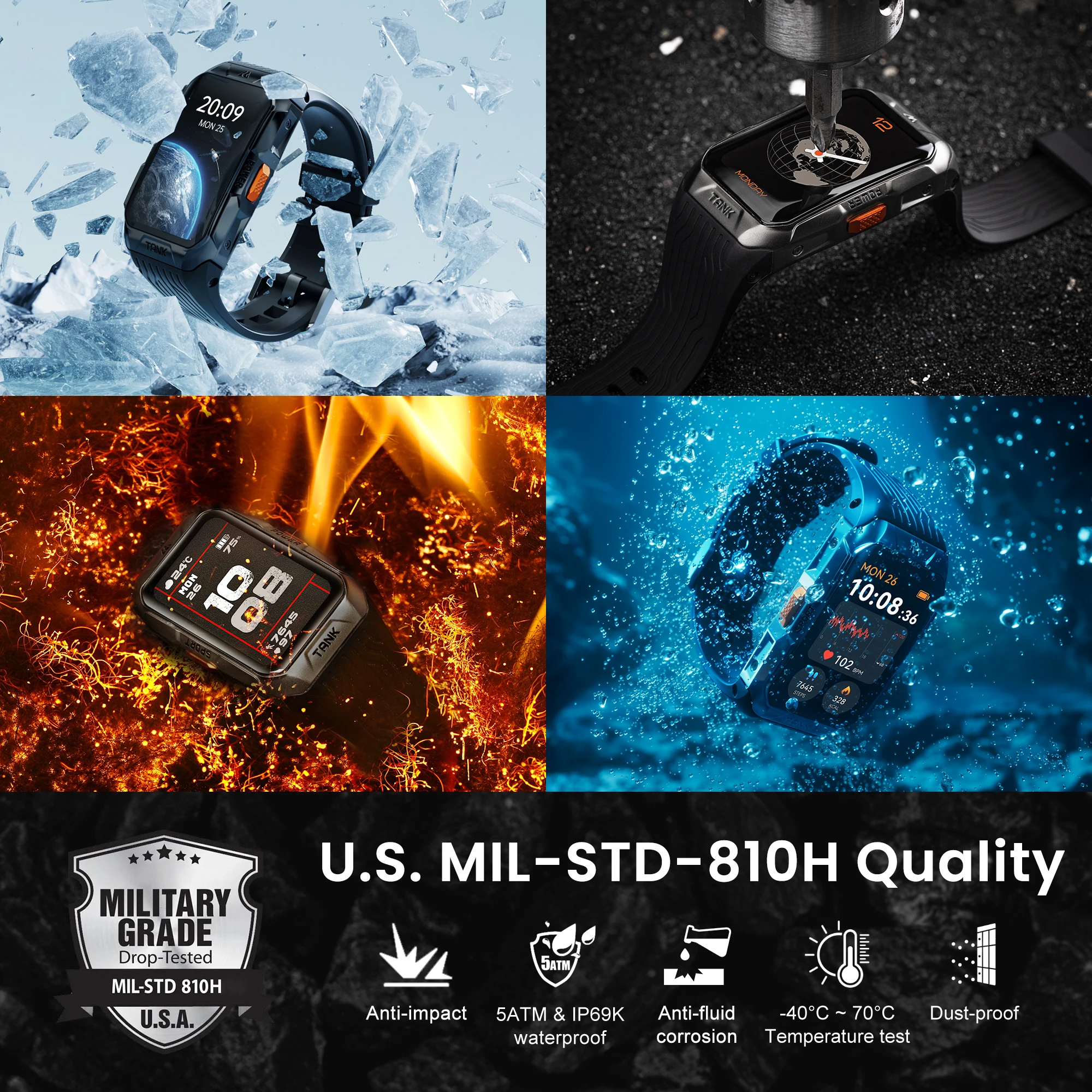 KOSPET TANK X2 Rugged Smartwatch with Bluetooth Calling and AI Assistant - Image 3
