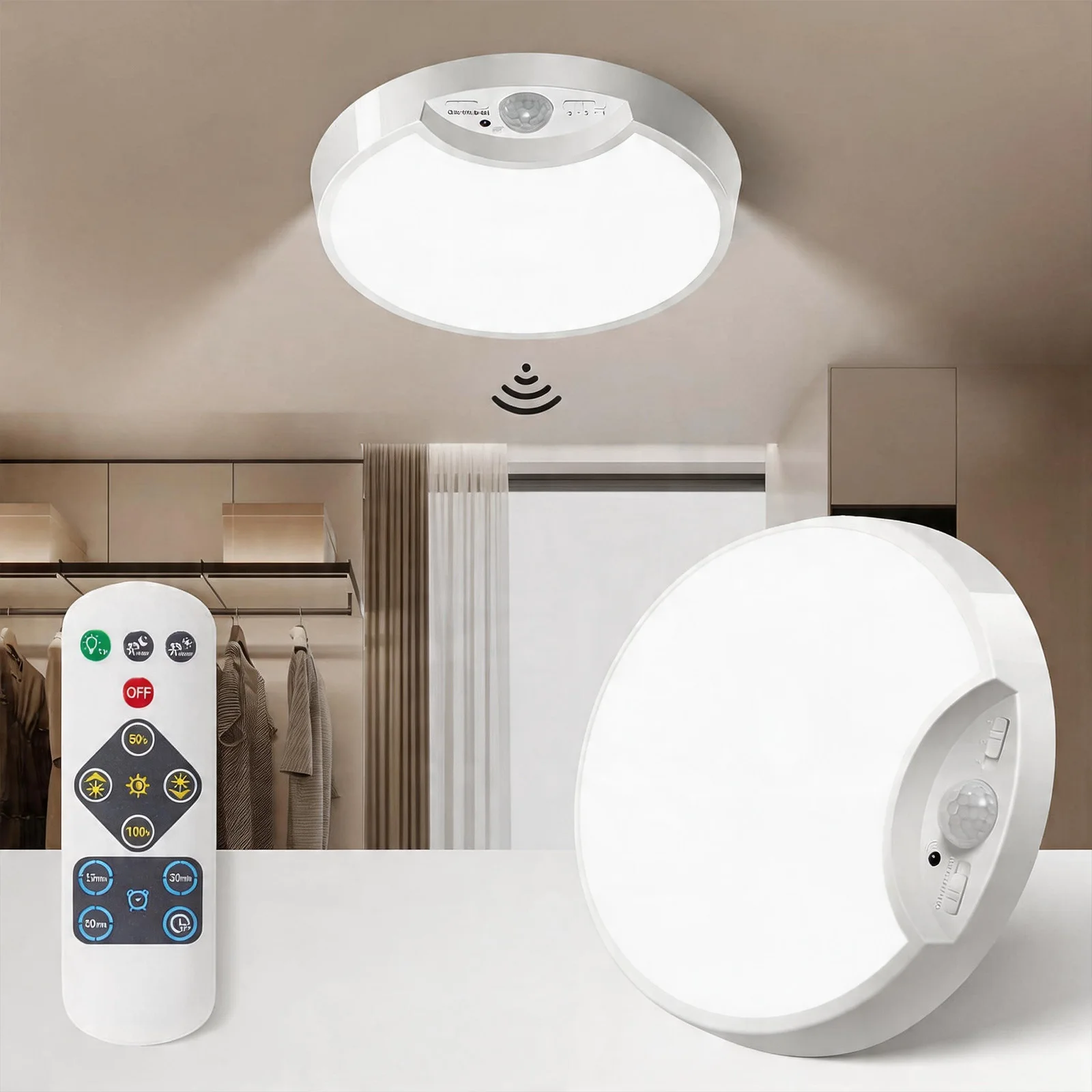Rechargeable Motion-Sensor LED Ceiling Light with Remote - Image 8