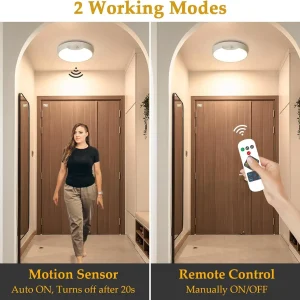 Rechargeable Motion-Sensor LED Ceiling Light with Remote - Thumbnail Image 6