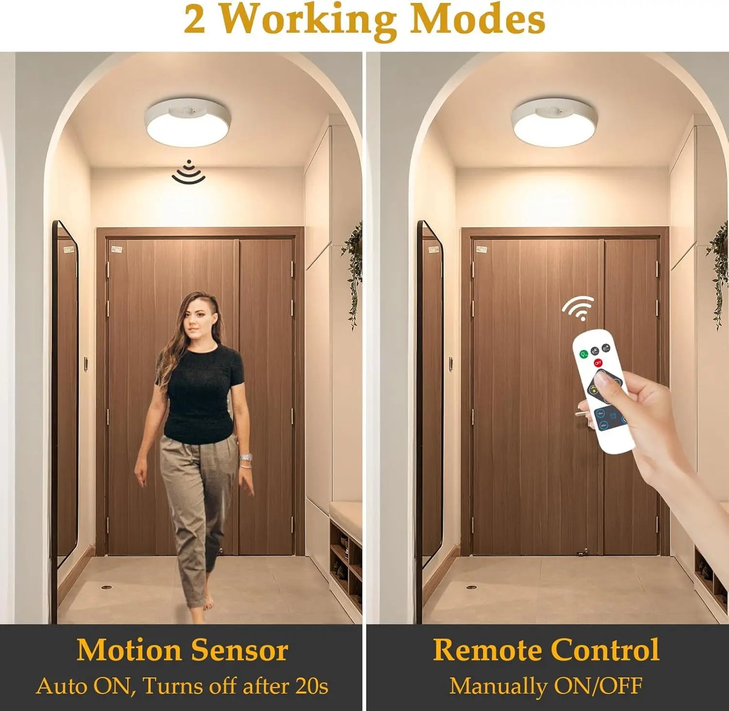 Rechargeable Motion-Sensor LED Ceiling Light with Remote - Image 6