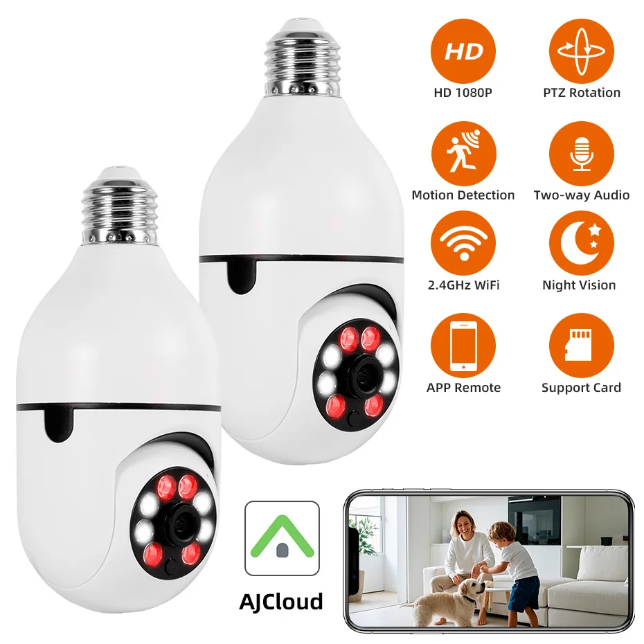 2MP WiFi Bulb Security Camera with AI Tracking & Night Vision Two Way Audio Baby Monitor Indoor. - Image 1