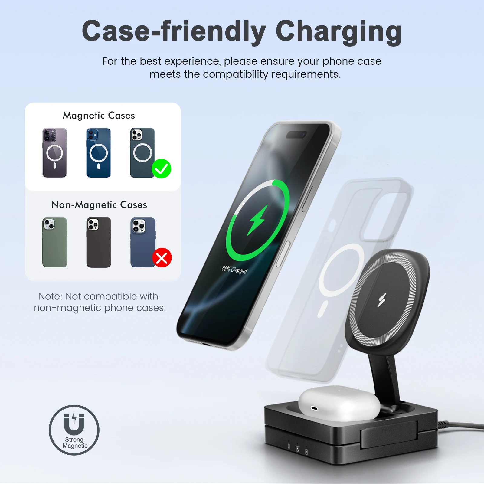 3-in-1 Foldable Magnetic Wireless Charging Station for iPhone, Apple Watch & AirPods. - Image 5