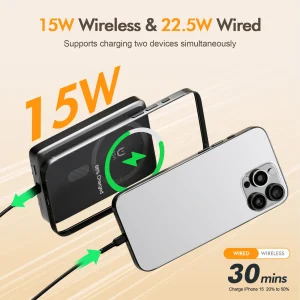 22.5W Magnetic Wireless Power Bank with USB-C Cable For iPhone 16/15/14/13/12 Series - Thumbnail Image 4