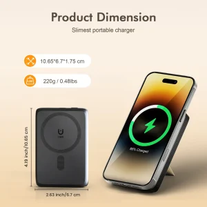 22.5W Magnetic Wireless Power Bank with USB-C Cable For iPhone 16/15/14/13/12 Series - Thumbnail Image 7