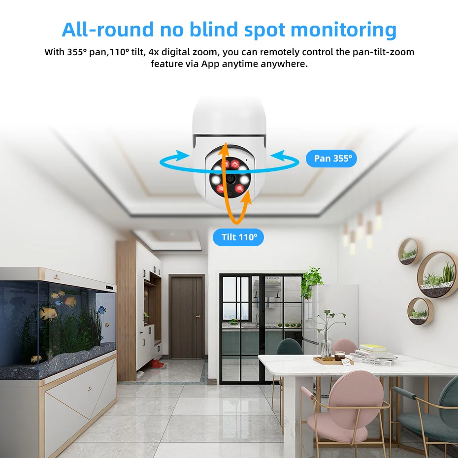 2MP WiFi Bulb Security Camera with AI Tracking & Night Vision Two Way Audio Baby Monitor Indoor. - Image 5