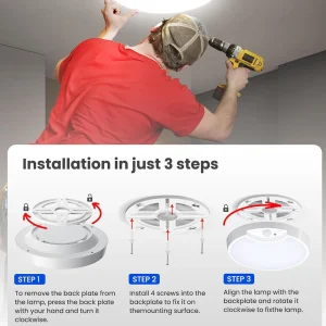 Rechargeable Motion-Sensor LED Ceiling Light with Remote - Thumbnail Image 2