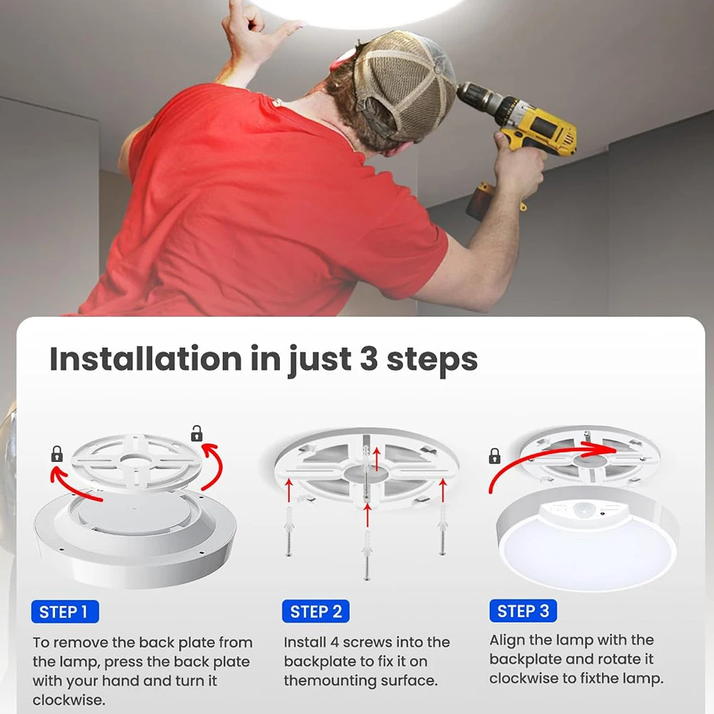 Rechargeable Motion-Sensor LED Ceiling Light with Remote - Image 2