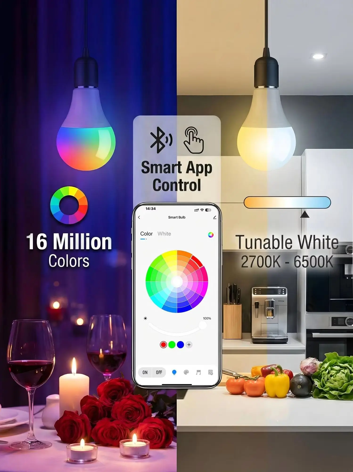 4-Pack RGB Music-Sync Smart Bulbs - Image 3