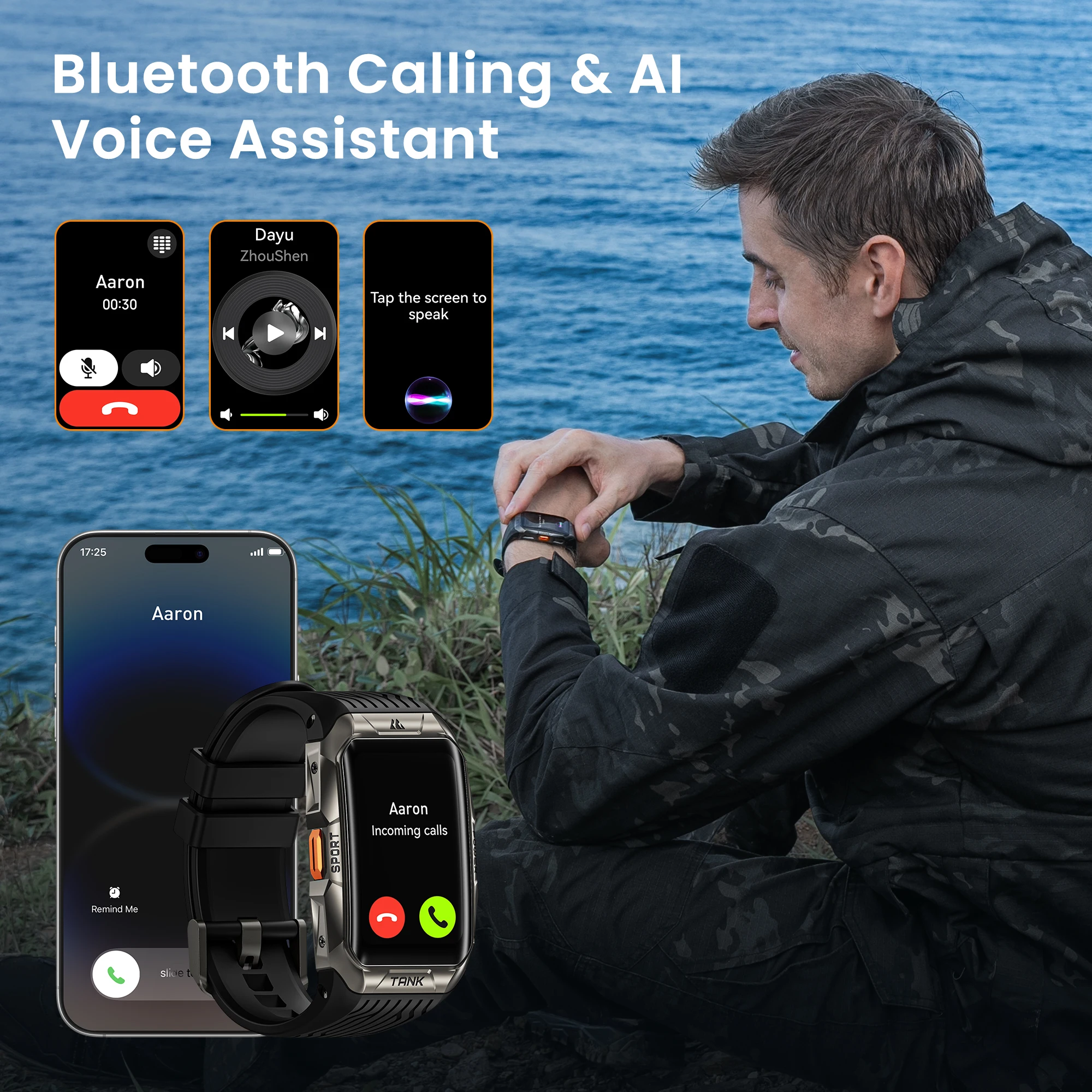 KOSPET TANK X2 Rugged Smartwatch with Bluetooth Calling and AI Assistant - Image 6