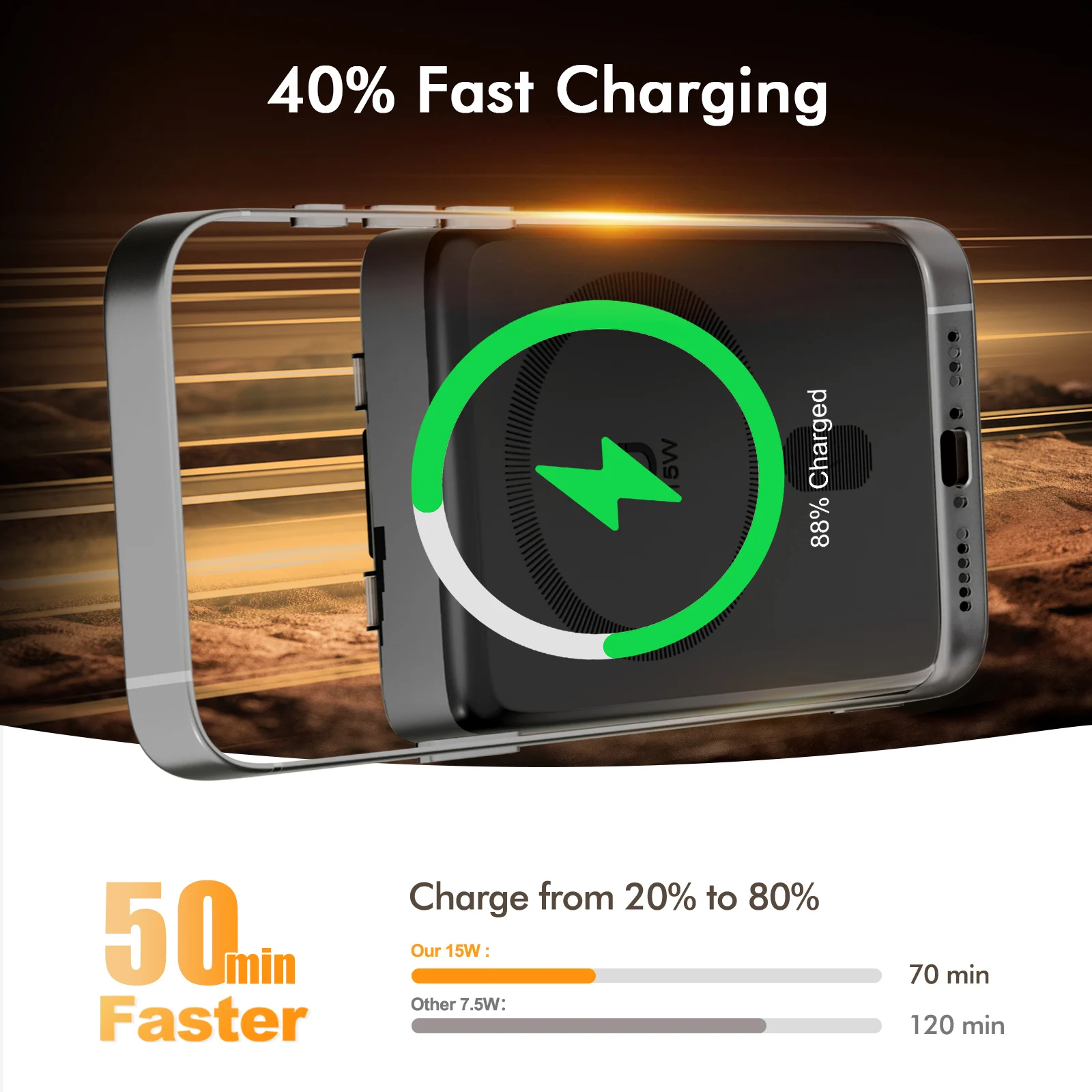 22.5W Magnetic Wireless Power Bank with USB-C Cable For iPhone 16/15/14/13/12 Series - Image 6