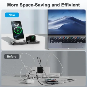 3-in-1 Foldable Magnetic Wireless Charging Station for iPhone, Apple Watch & AirPods. - Thumbnail Image 6