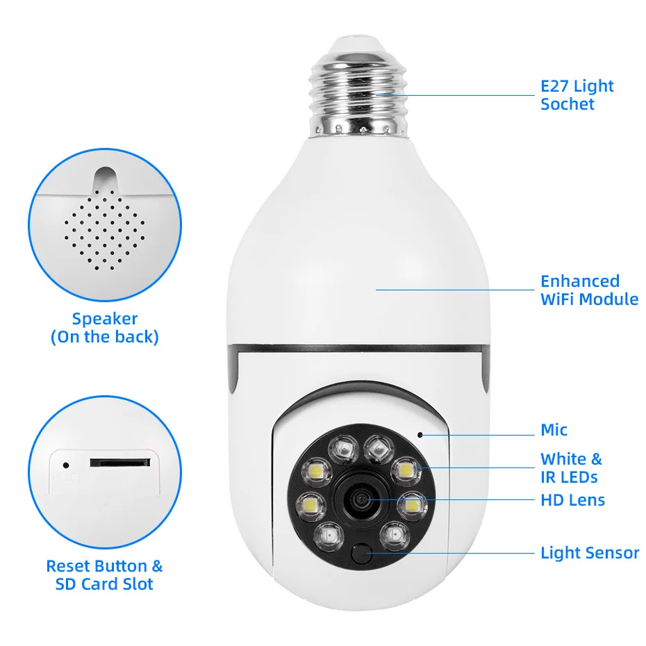 2MP WiFi Bulb Security Camera with AI Tracking & Night Vision Two Way Audio Baby Monitor Indoor. - Image 6