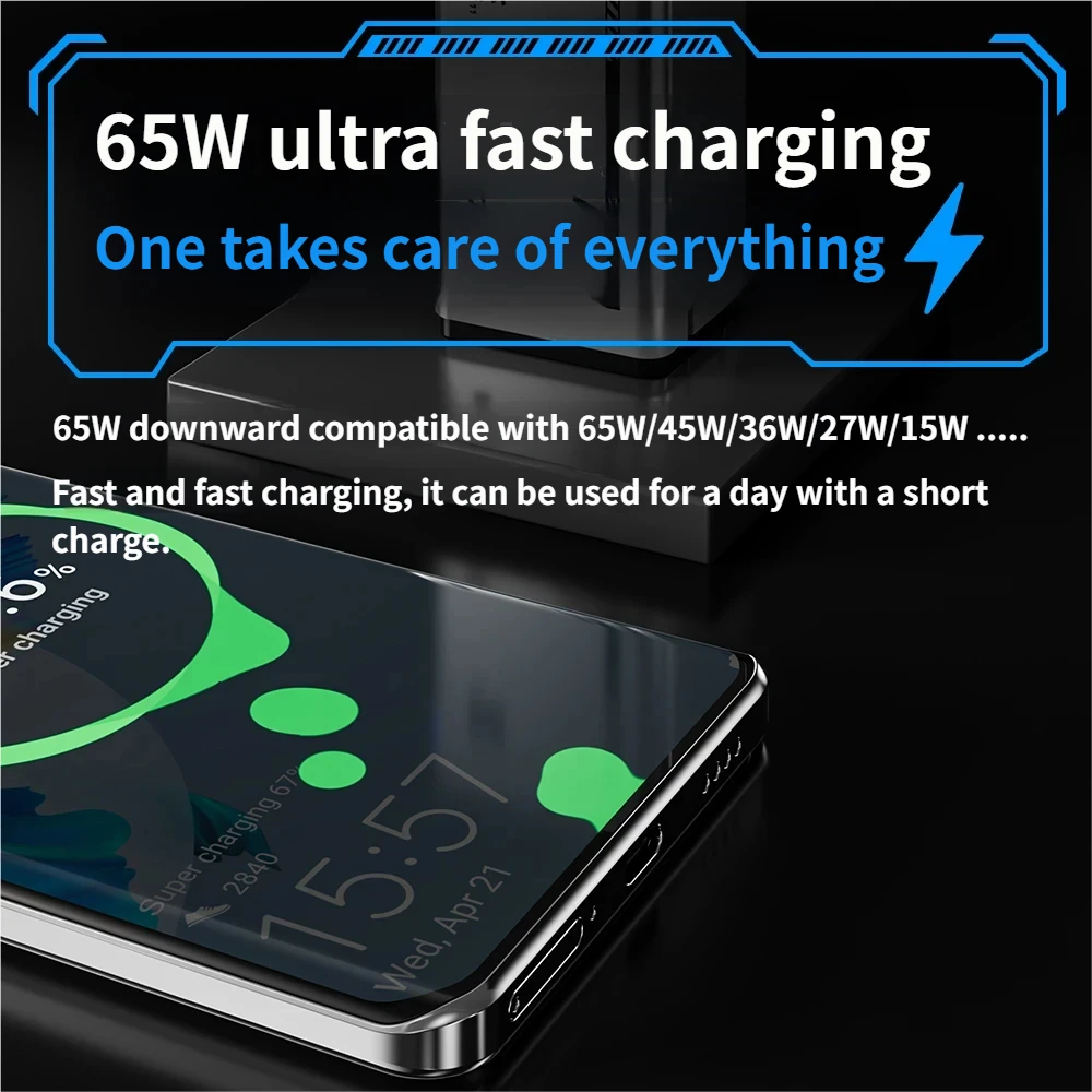 65W 3-Port Fast Charger, Compact USB C Wall Charger for iPhone 8-17,Laptop, Tablet - Image 2