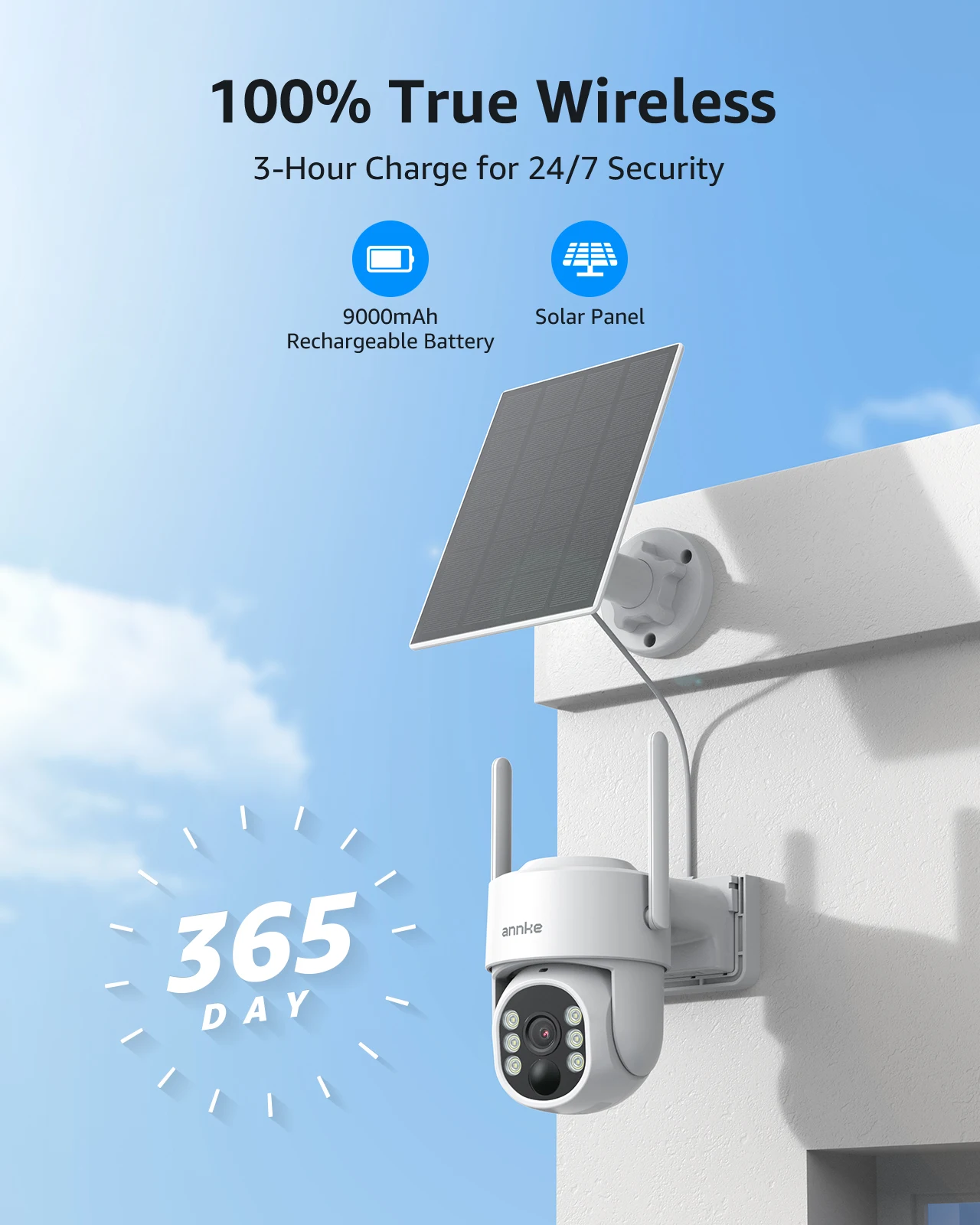 ANNKE 4MP Solar Security Camera with Human Detection, Color Night Vision & Two-Way Talk. - Image 9